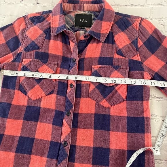 Rails Pink and Purple Plaid Flannel Button Up Collared Shirt Top XS - Picture 7 of 11